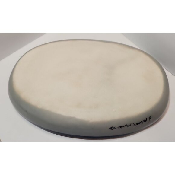 Vtg Ken Edwards El Palomar Guadalajara Blue Large 18" Oval Serving Bowl SIgned - Picture 7 of 12